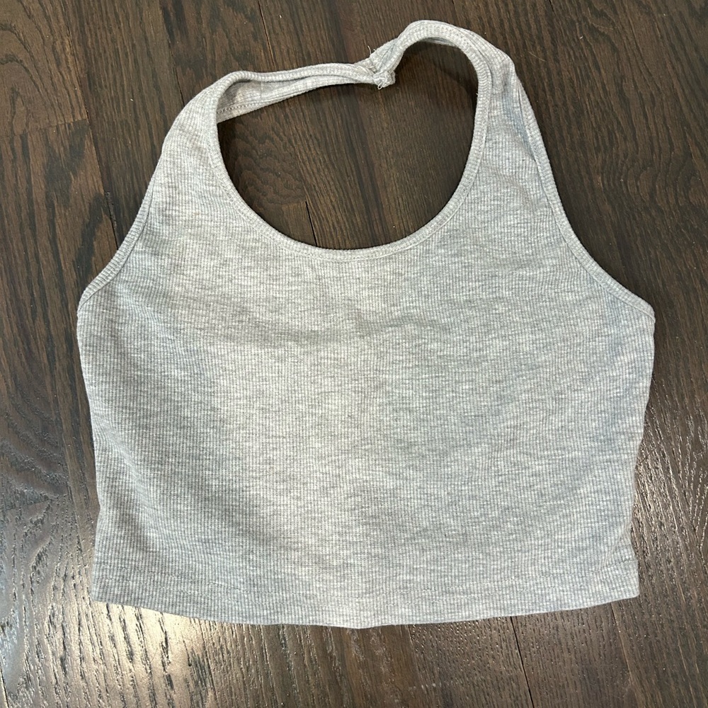 Size small gray ribbed halter neck crop top